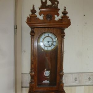Vintage German Oak Wall Clock with Horse Topper 🇩🇪