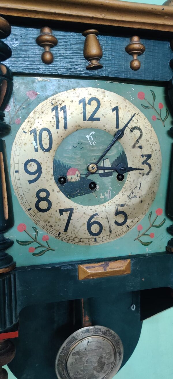 Original 18th Century Junghans Hand-Painted Antique Melody Clock – For Sale - Image 6