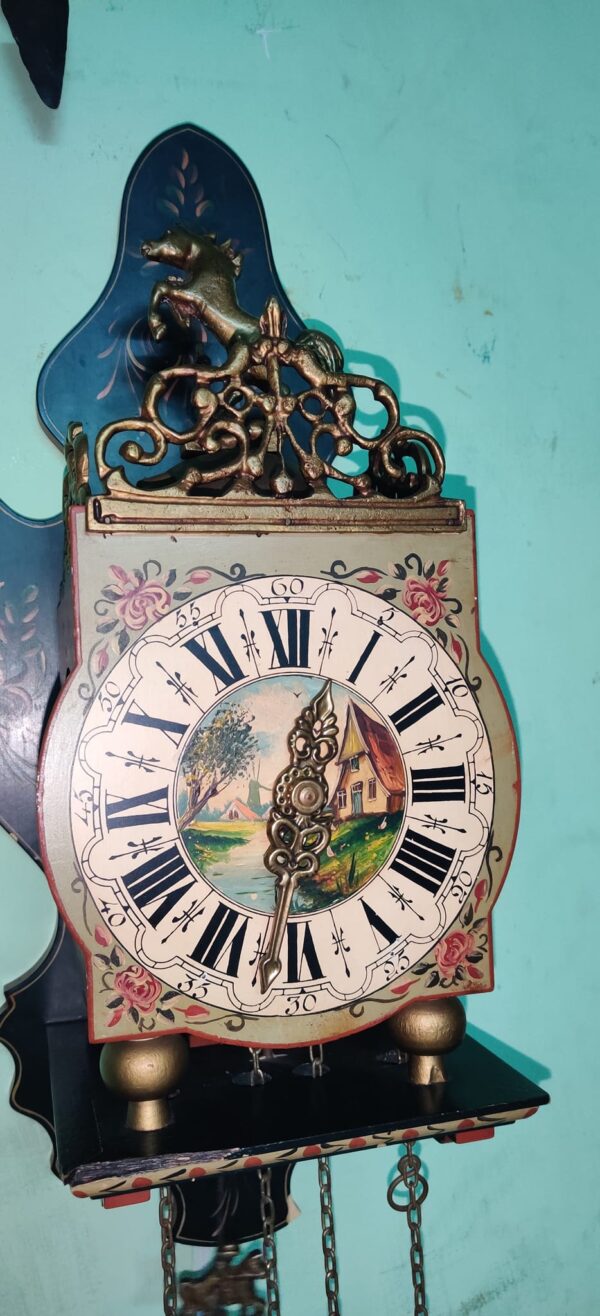 Dutch Hand-Painted 8-Day Clock – For Sale - Image 7