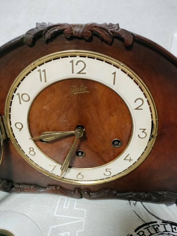 German JUBA Triple Chiming Mantel Clock – 3 Melodies, 8 Hammers – For Sale - Image 3