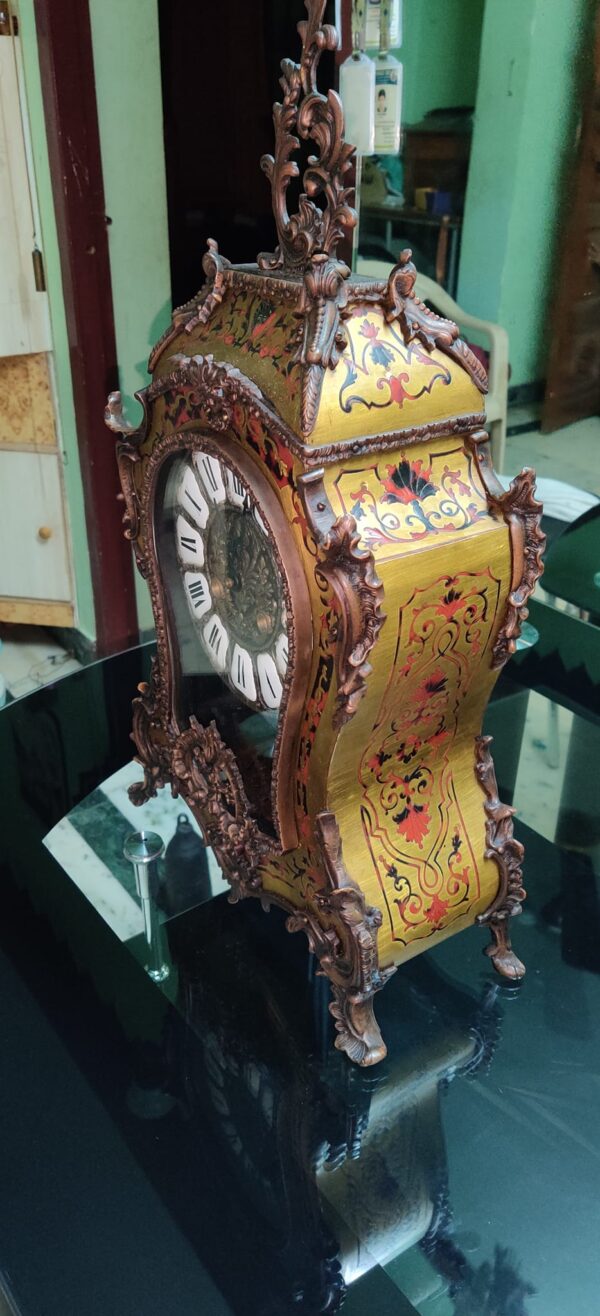 Magnificent French Boulle Clock – Copper Ornaments & Porcelain Dial | For Sale - Image 5