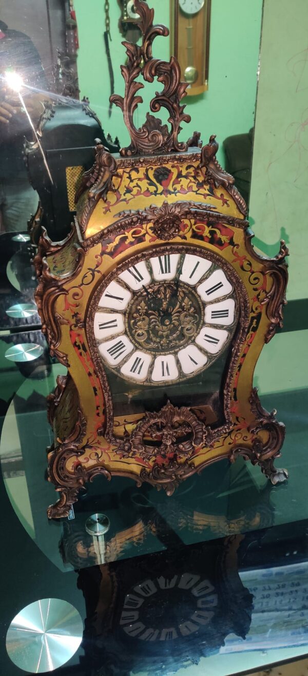 Magnificent French Boulle Clock – Copper Ornaments & Porcelain Dial | For Sale - Image 7