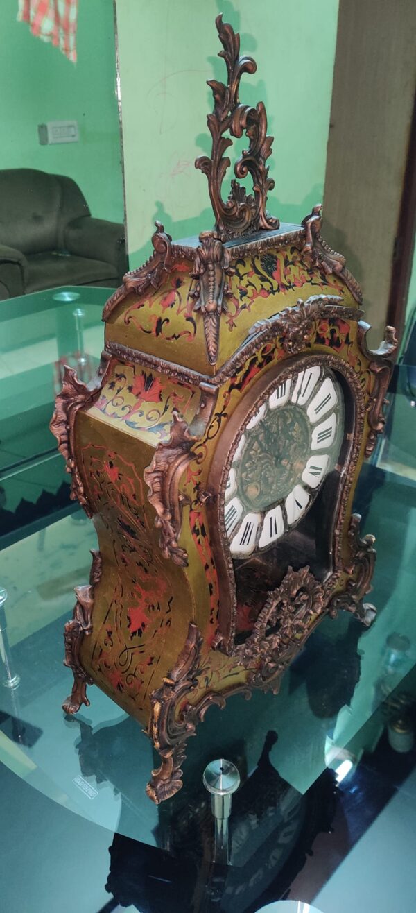 Magnificent French Boulle Clock – Copper Ornaments & Porcelain Dial | For Sale - Image 6
