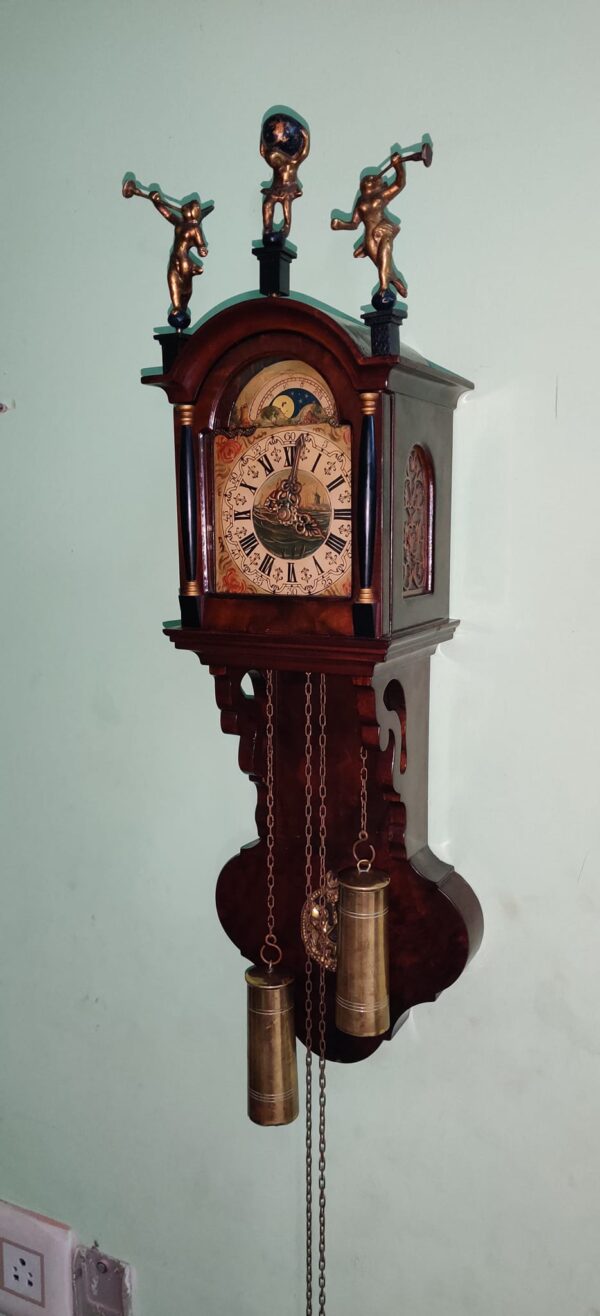 Beautiful Dutch Wuba Warmink Hand-Painted Clock with Moon Phase – For Sale - Image 5