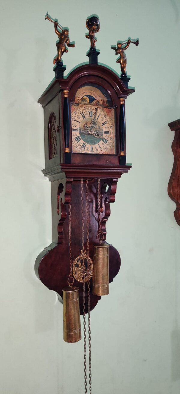 Beautiful Dutch Wuba Warmink Hand-Painted Clock with Moon Phase – For Sale - Image 8