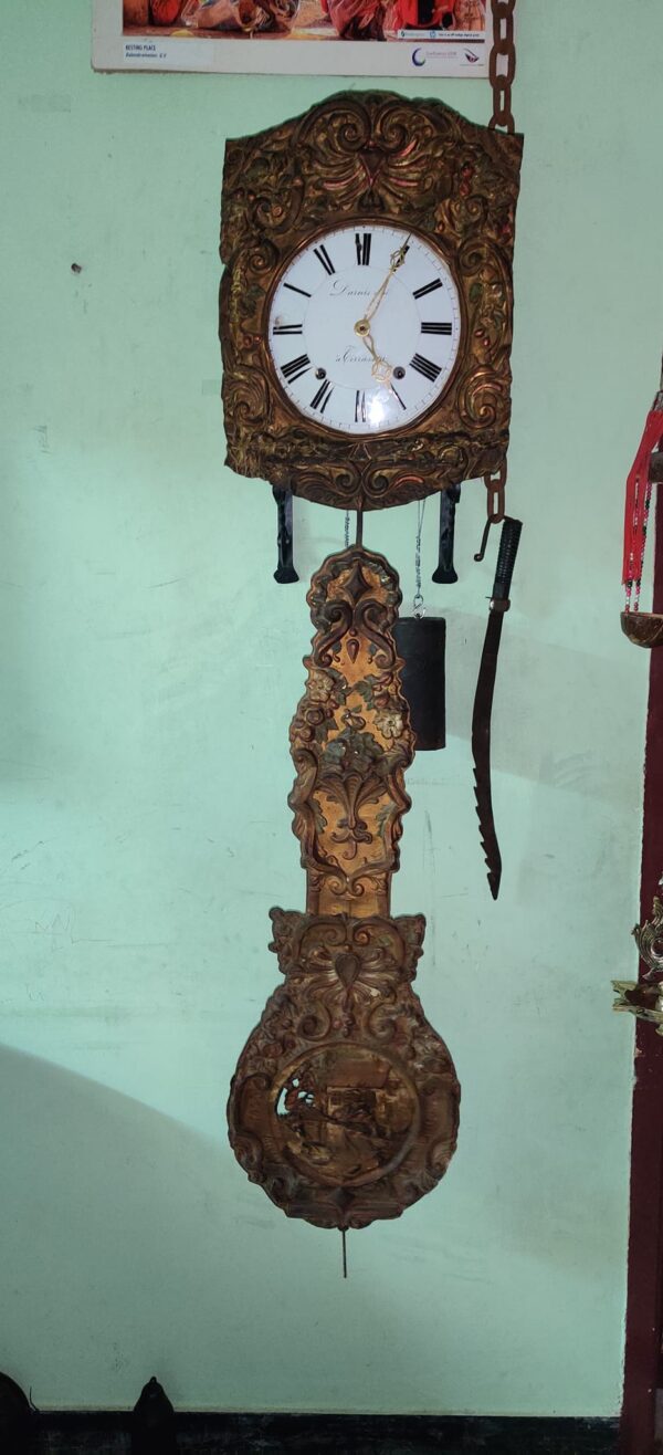 Antique 1880 French Morbier Comtoise Clock with Pendulum Automation – For Sale