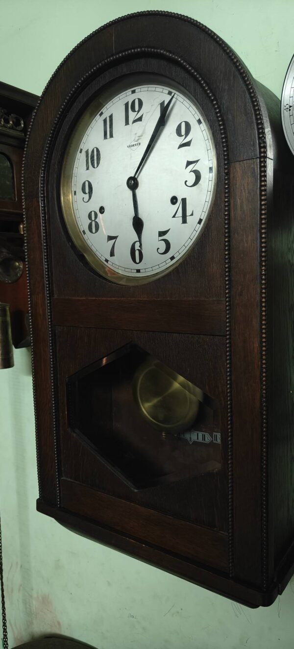 Antique French Vedette Chiming Wall Clock – Circa 1920–1930