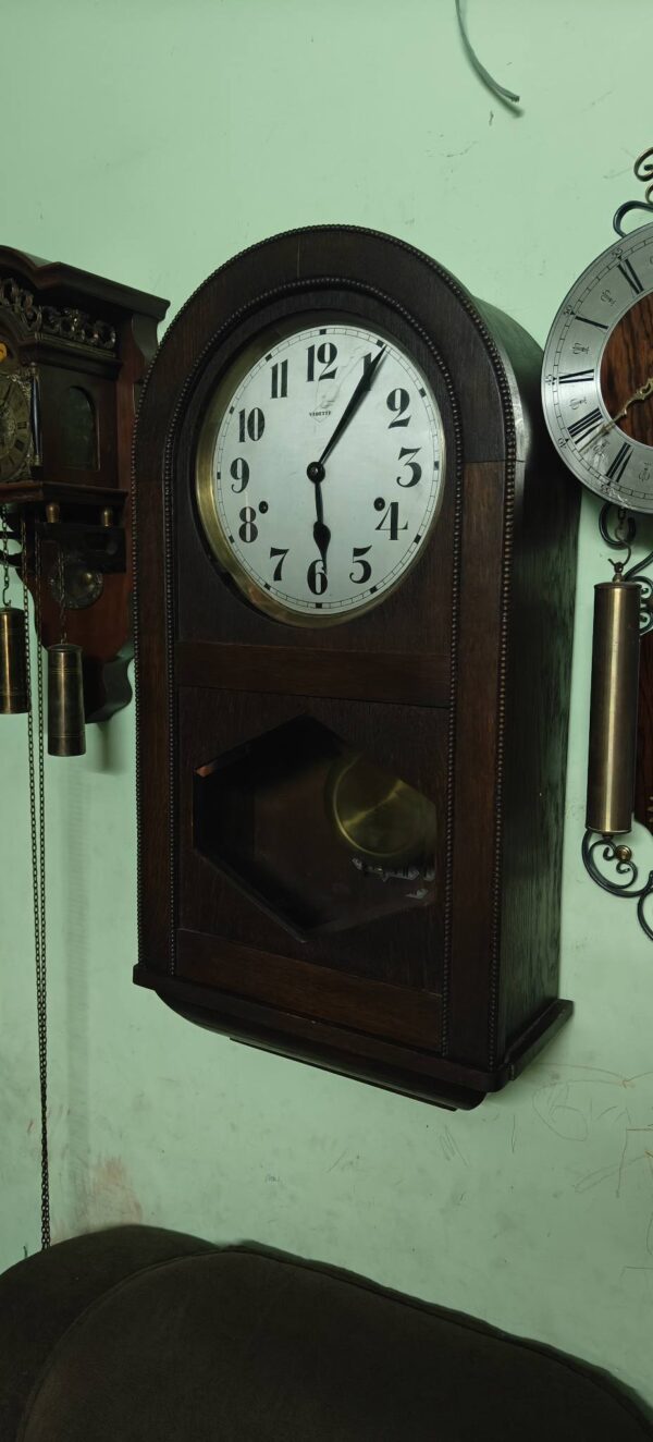 Antique French Vedette Chiming Wall Clock – Circa 1920–1930 - Image 8